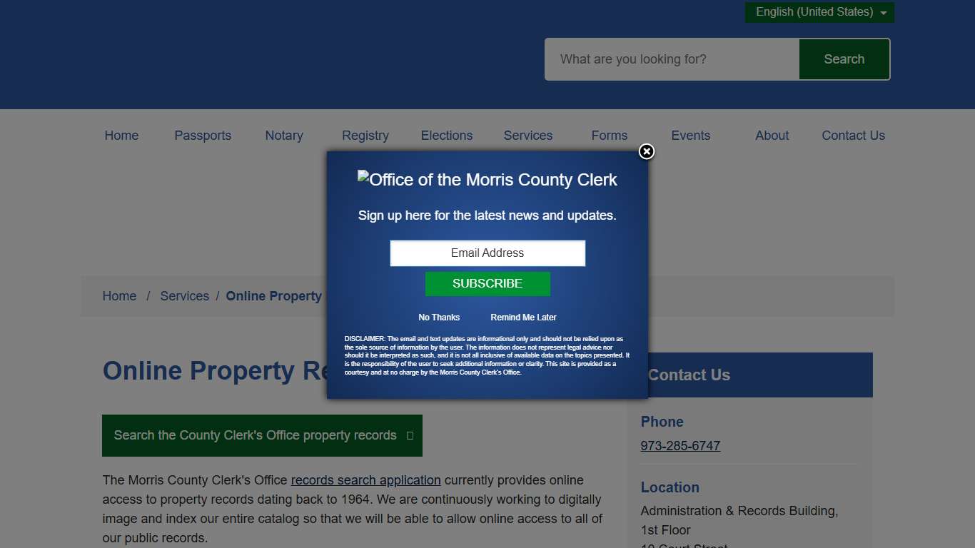 Online Property Records Search | Morris County Clerk